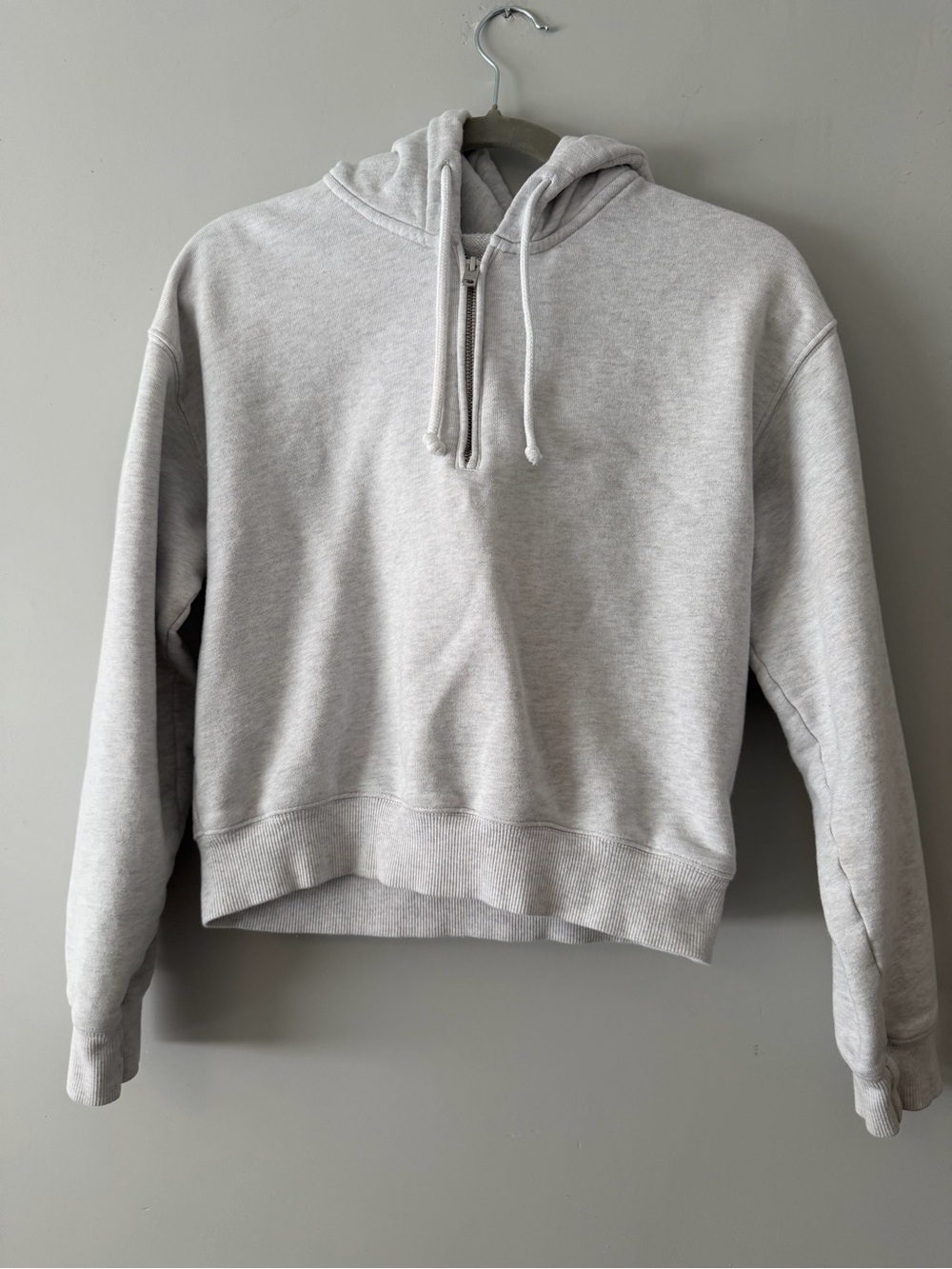 Wilfred Light Gray Half-Zip Hooded Sweatshirt